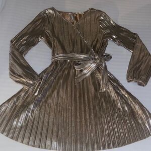Copper Key Girls Metallic Kids Dress with Belt size large 12/14